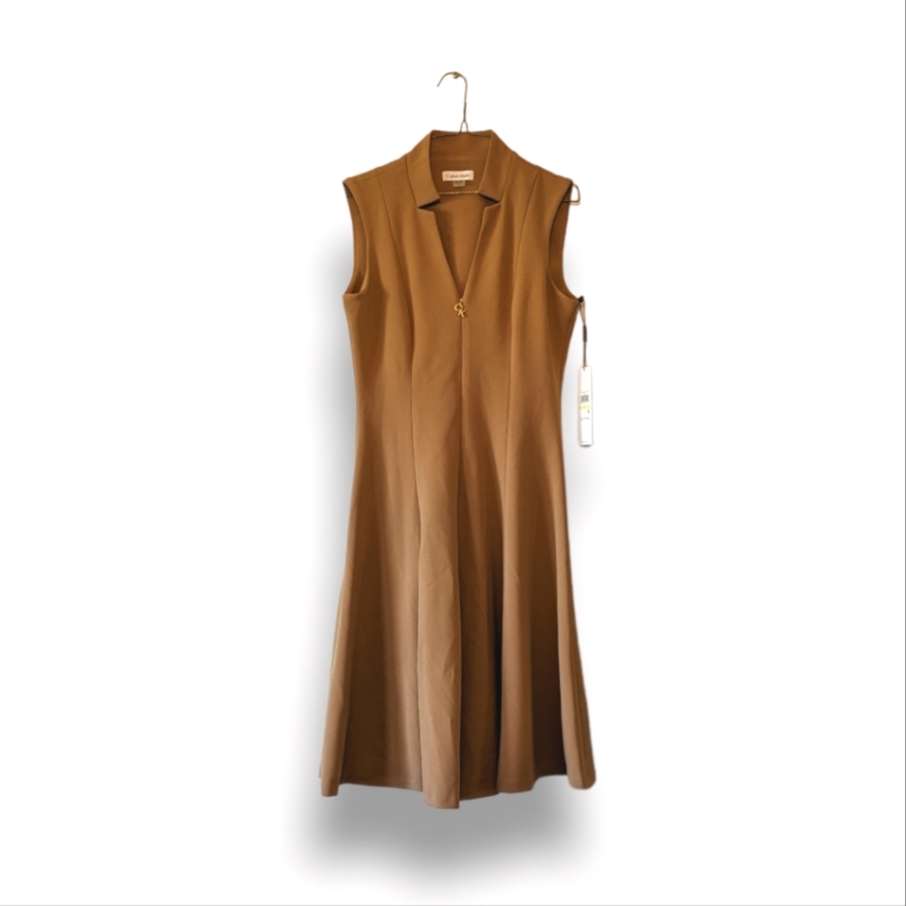 Calvin Klein Split Neck Midi Dress